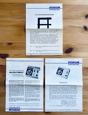 Wenzel Laborgeräte Bedienungsanleitungen Horamator & Vergrößerungsrahmen