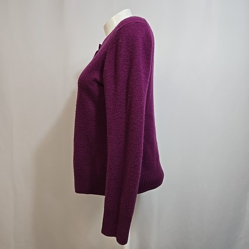 Magaschoni Cardigan Womens Size Petite Large PL 100% Cashmere Purple - Picture 2 of 9