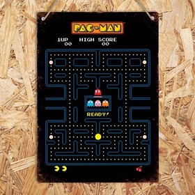 PAC MAN LABYRINTH Metal Wall Sign Retro Gaming Plaque Arcade PacMan Man Cave Nes