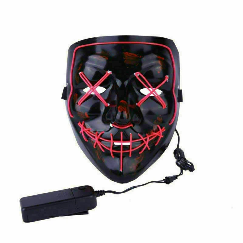 Halloween Scary Mask Cosplay Led Costume Mask EL Wire Light up Halloween Party - Image 4 of 4