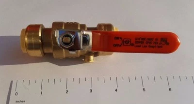 1 Pack XFITTING 3/4" Push Fit Ball Valve With Drain Full Port, Lead Free Brass