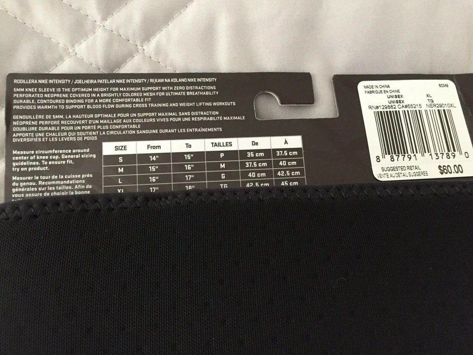 $60 Nike Intensidad Rodillera Mangas Levantamiento de Pesas Entrenamiento Cruzado Fitness Soporte XL Foto 4 de 4