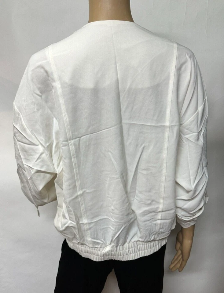 Chaqueta tejida para mujer con lengüeta enrollable manga abotonada talla M con bolsillos marfil Foto 4 de 4