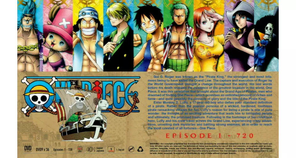 One Piece TV Series 36 Disc Episodes 1-720 Japanese Anime DVD English  Dubbed