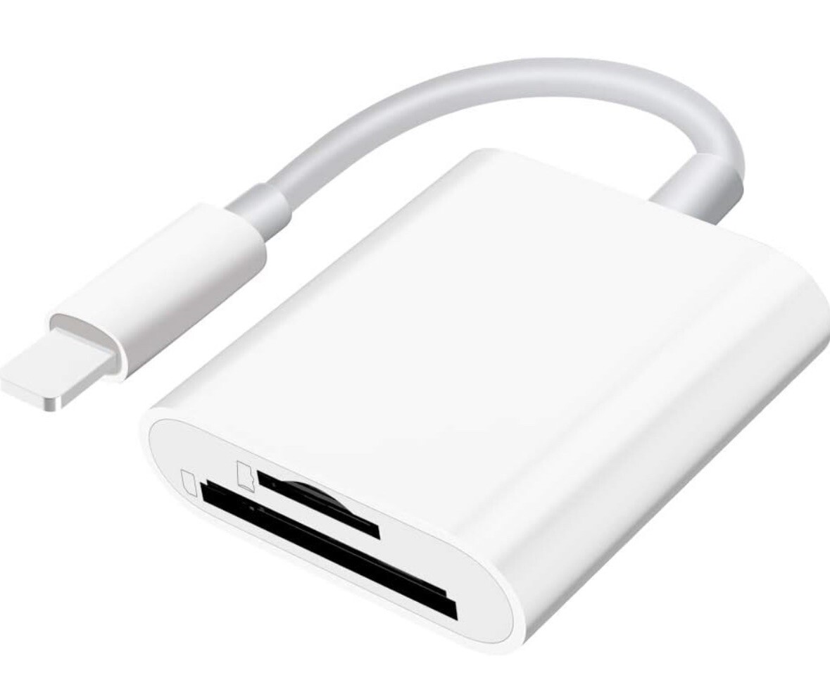 Sd Card Reader for iPhone iPad Camera,Dual Card Slot Memory Card Reader-image