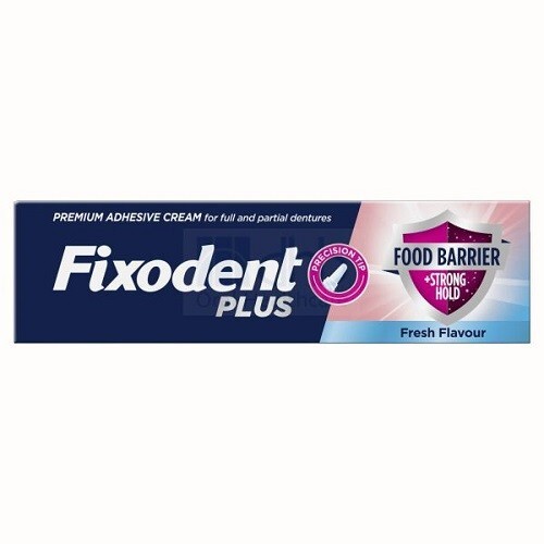3x Fixodent Plus (Food Barrier) Denture Adhesive Cream NO FLAVOUR/NEUTRAL - 40g - Image 3
