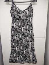 Reformation Dress Womens 4 BLK WHT Mini Canal Lanai Hawaiian Slit Strappy Vneck