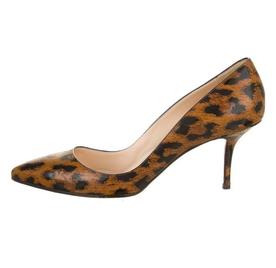 CHRISTIAN LOUBOUTIN 36.5 PIGALLE 70 Leopard Patent Leather Pumps