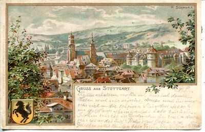 Germany AK Gruss aus Stuttgart 1898 Autenrieth published vintage postcard