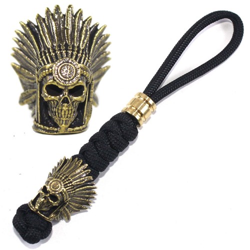 SUPERFINDINGS 2 Stk. Halloween Schädel Lanyard Perle Messing Europäische Perlen 19.5x13.5mm EDC Charm Perle Golden Große Lochperlen Für Schlüsselanhänger Armband Halskette Zubehör Bohrung: 5mm