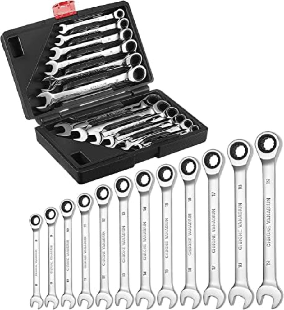 Set 12 Chiavi a Cricchetto LIFERUN 8-19mm | Acciaio Cr-V Professionale