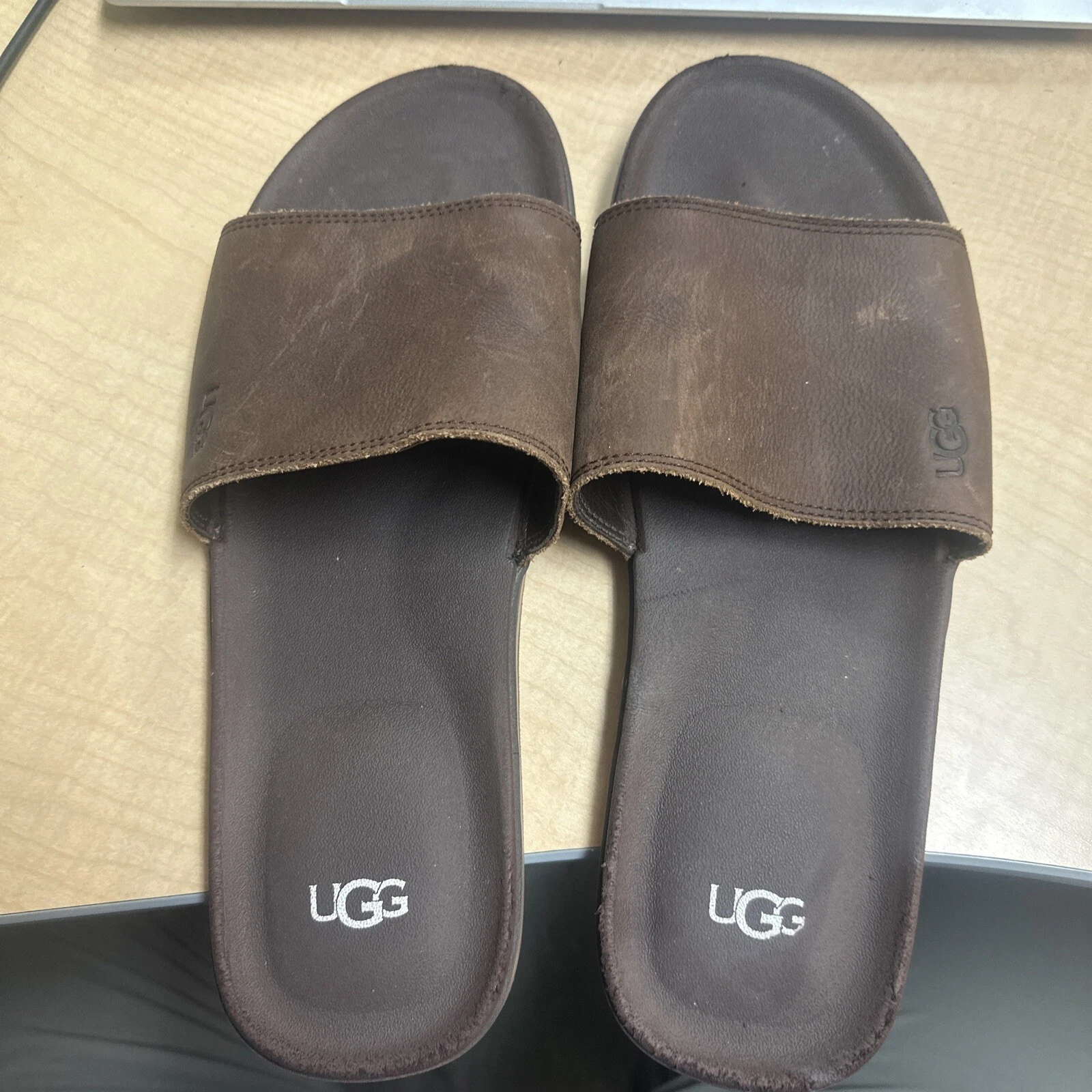 SANDALI UOMO UGG MARRONI SLIDES SPIAGGIA PISCINA PASSEGGIO Taglia 12