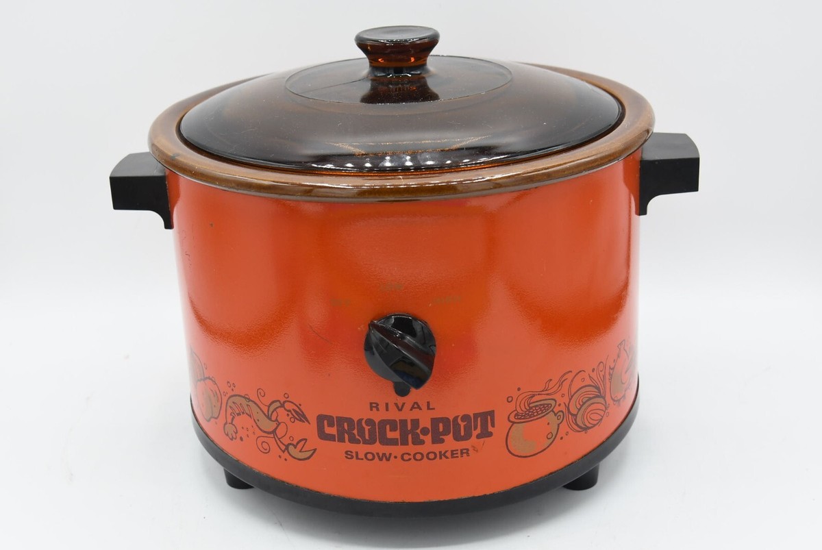 Vintage Orange Flame Crockpot Not Removable Insert Slow