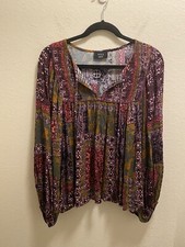 VICI Bohemian Style Balloon Sleeve Blouse Size Medium