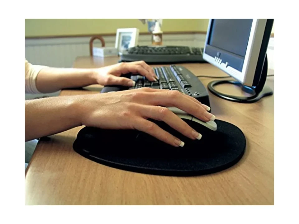 记忆泡沫鼠标垫/腕托黑色抗菌特性防滑垫 — 第 4/4 张图片