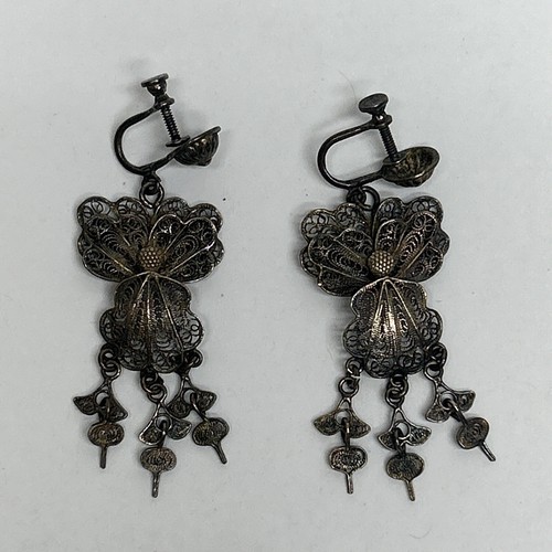 Vintage Sterling Filigree Dangle Earrings