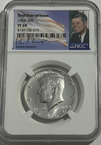 1964 NGC PF69 Silver Proof Kennedy Half Dollar JFK Coin 50C 90% FYOI
