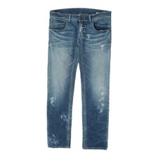 Emporio Armani Mens Blue Low Rise Bleached Johnny Jeans | Vintage Designer Denim