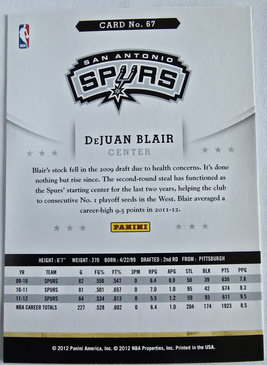 DeJuan Blair, 2012-13 NBA Hoops, San Antonio Spurs, Center