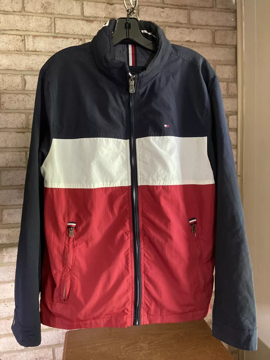 Red white and blue tommy hilfiger coat sale