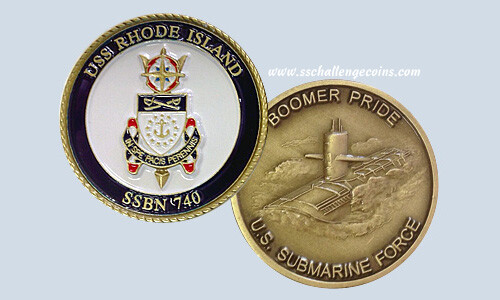 USS Rhode Island SSBN 740 Submarine Challenge Coin USN Boomer Pride - Picture 1 of 1