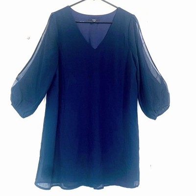 Lulu's Dress Size Medium Navy-Blue Cold Shoulder Tunic Dress Relaxed Long Sleeve