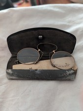 Pince-Nez Antique Round Eyeglasses 1/10 12K Gold Filled Wire Temple Spectacles