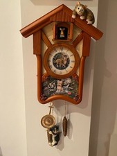 "Happy Tails" Cat  Cuckoo Clock  Westminster Chimes Ltd Edt - Bradford Exchange