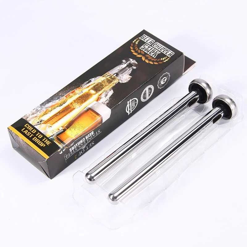 2pcs Beer Chiller Sticks Beverage Bottle Cooling Sticks Stainless Steel For Bar