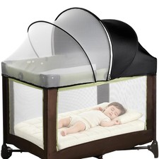 Pack N Play Tent Cover - Half-Blackout Mosquito Net for Crib Playpen, Baby ...