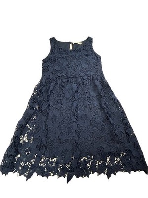 Solitaire by Ravi Khosla Sleeveless Navy Blue Floral Lace Dress Womens M  Lined | eBay