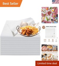 100PCS Deli Paper Sheets 12 12", Unbleached White Wax Paper Sheets for Food B...