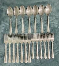 Swirl by Mainstays Stainless lot of 7 Soup Spoons, 7 Dinner Forks, 6 Salad Forks