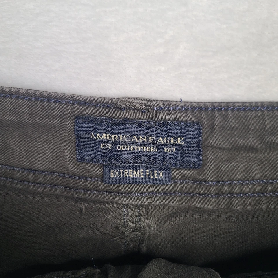 Pantalones Cortos Carga American Eagle Para Hombre Talla 34 Extreme Flex Largo Más Largo Gris Foto 3 de 4