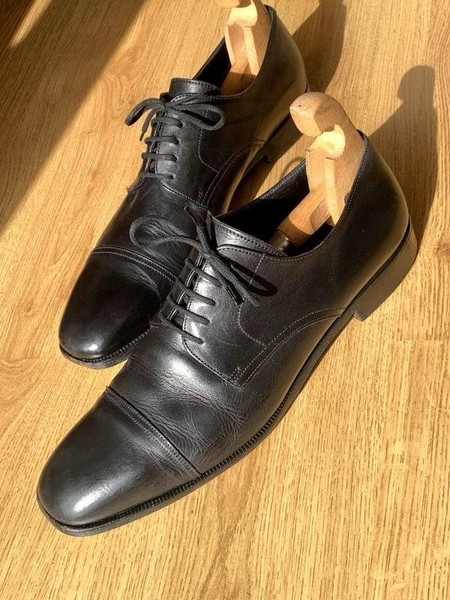 Men Bally Heels Black Leather 42