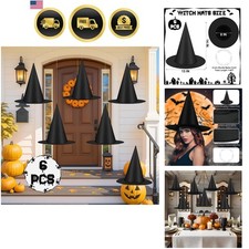 6Pcs Halloween Witch Hats Decorations, Black Hanging Witch Hats for Halloween...