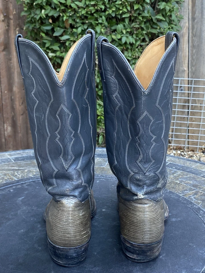 Vintage J Chisholm Exotic Lizard Western Cowboy Boots Mens Size 11 D USA Made - Image 3 of 4