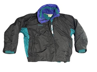 Vtg 90s Columbia Bugaboo 2-in-1 Jacket Womens Large Green Purple Fleece Lined