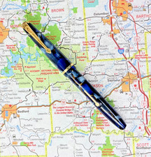 Vintage Conway Stewart 560 Dinkie Fountain Pen, blue w/ 14k gold nib, restored