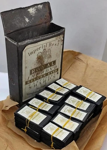 ANTIQUE VICTORIAN SEWING NEEDLE PACKETS UNUSED in ORIGINAL  TIN BOX-RARE TO FIND