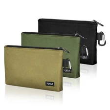 3 Pack Premium Tool Pouches Zipper Bag, 8 in Small Tools Bags with Carabiner,...