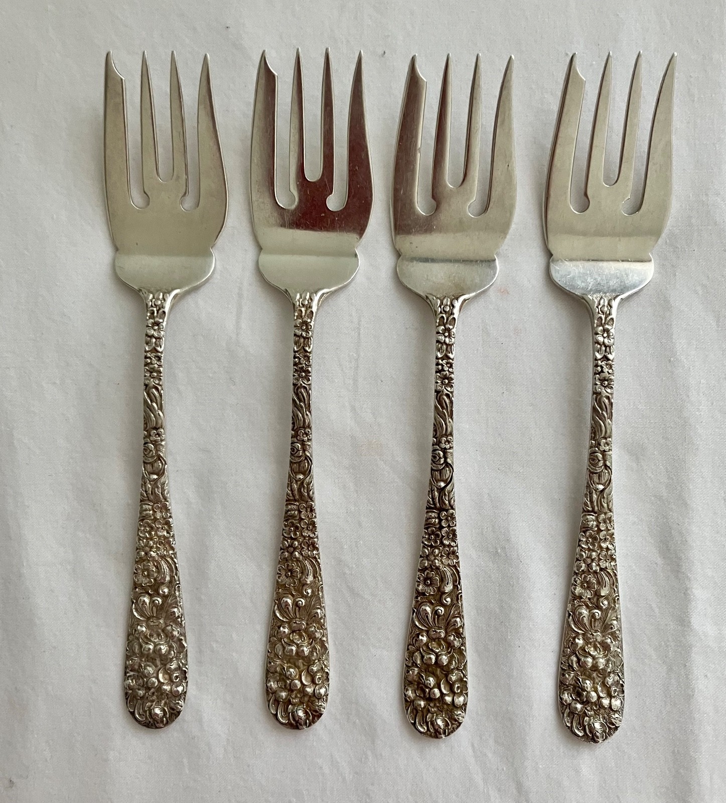 Stieff Rose Sterling Silver 4 Salad Forks