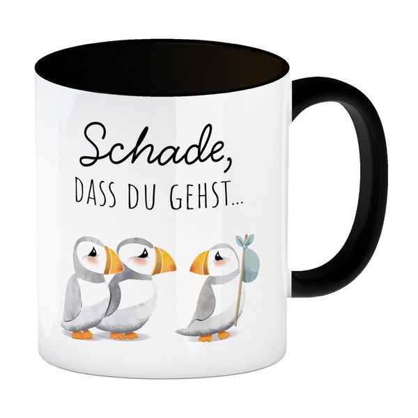 Schade, Dass Du Gehst Papageitaucher Kaffeebecher In Schwarz Abschied Kollege-image