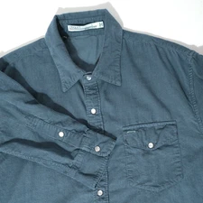 Criquet Corduroy Pearl Snap Shirt Mens Large Blue Long Sleeve