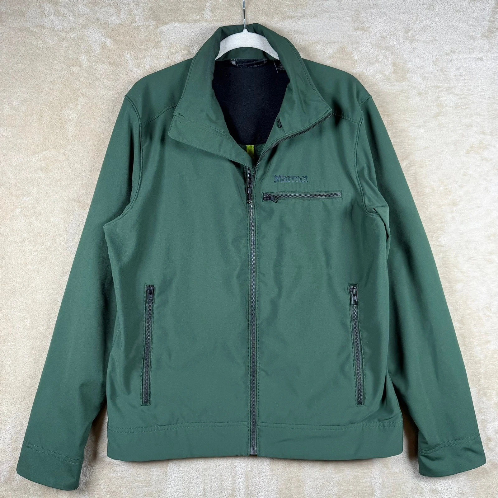 Marmot Mens Forest Green Softshell Fleece Lined Full Zip Jacket Medium CC-336