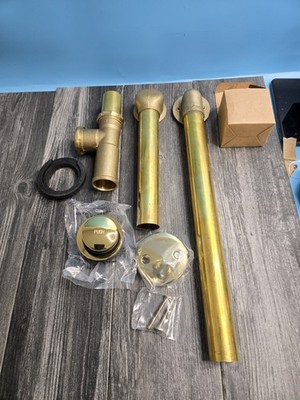 DTT2162 21-IN BRASS TOE TOUCH TUB WASTE AND OVERFLOW POLISHED BRASS