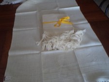 LOTTO SET 6 ANTICHI ASCIUGAMANI IN LINO MARCA FRETTE COLORE ECRU' ANNI '30 NUOVI