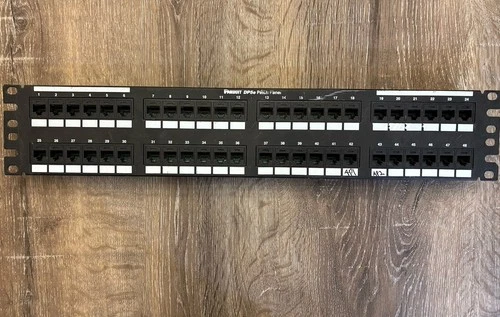 PANDUIT DP5e Cat 5e UTP Flat Patch Panel, 2 RU 48 PORT
