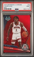 2023 Bowman U Chrome Caleb Love Red Refractor 🔴 /5 PSA 9 POP 2 Arizona Wildcats