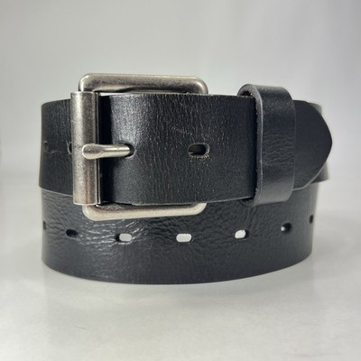 Dickies Black Punched Leather Work Belt - Men's Size 32/80